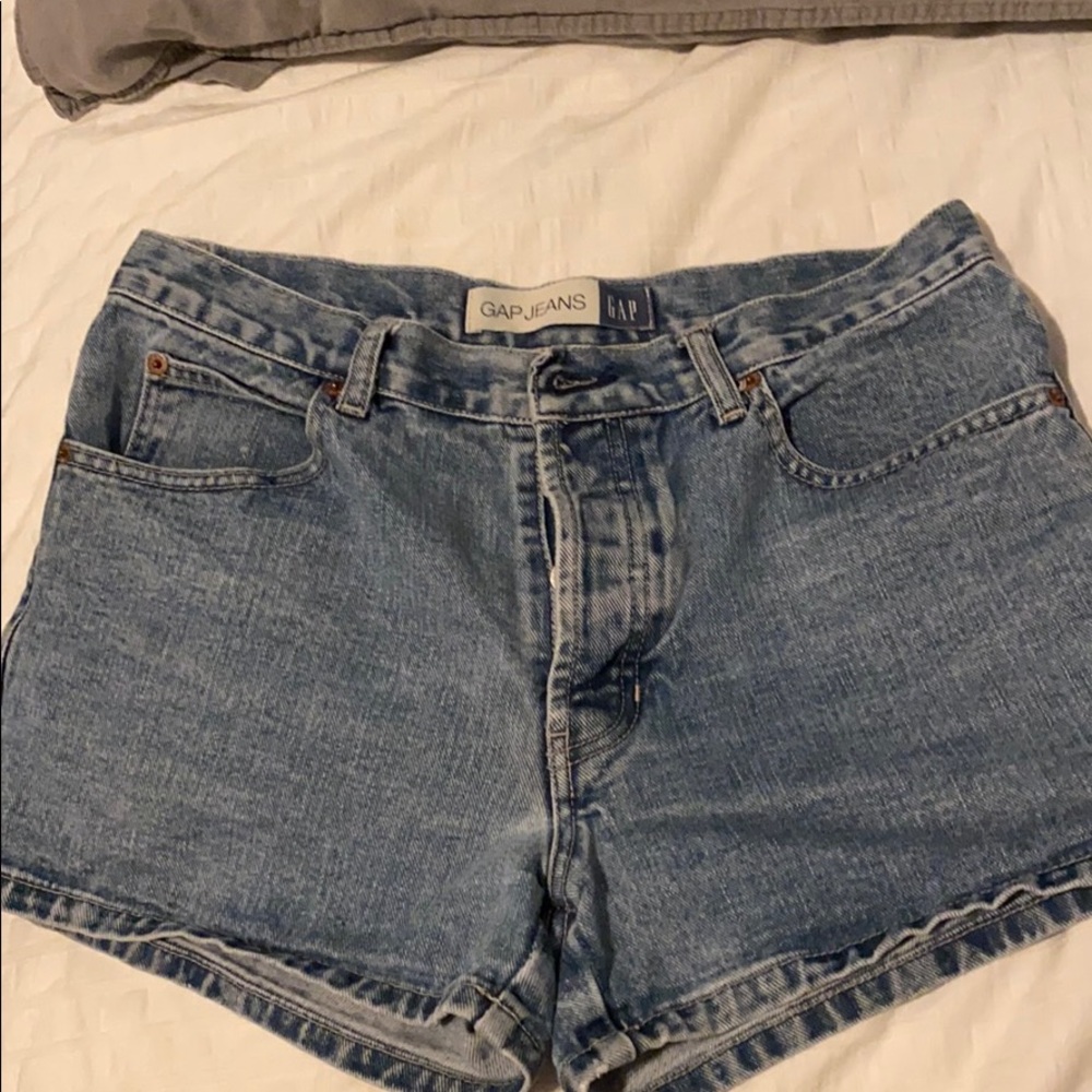 Denim shorts.